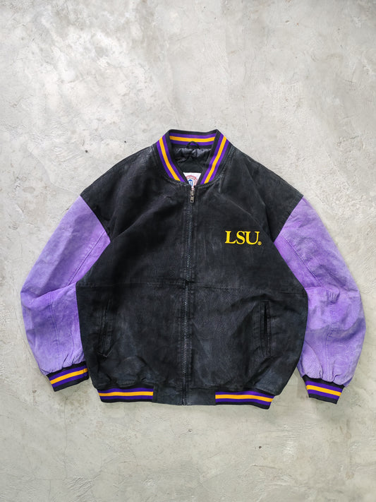 Chaqueta Universitaria LSU Varsity Cuero y Ante Vintage - Talla L