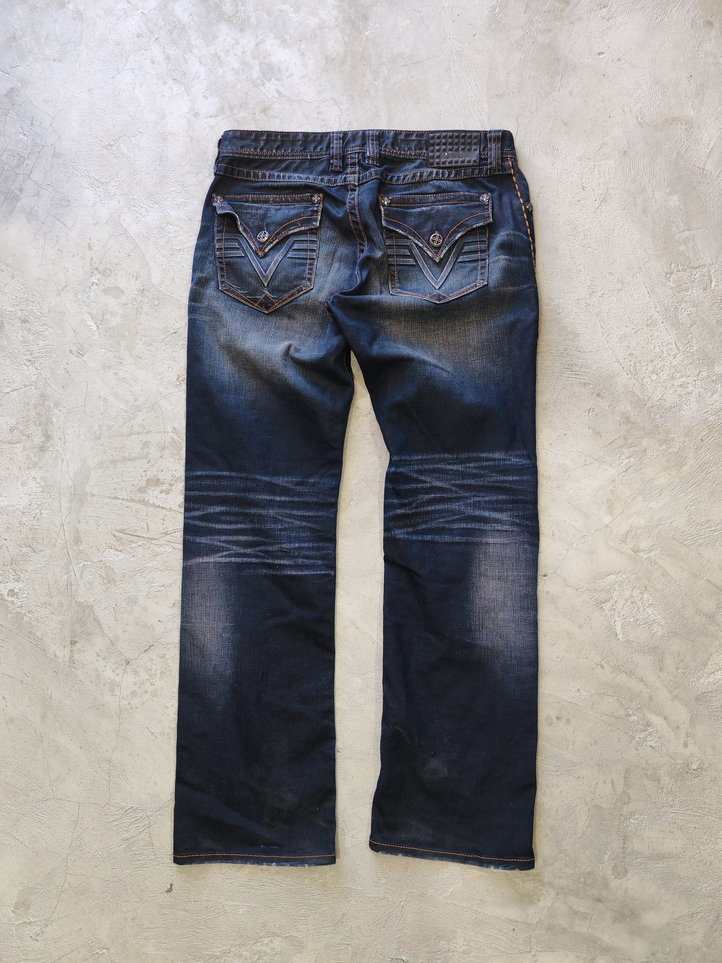 Afflición Black Premium Relaxed Fit Jeans Dark Blue – W36