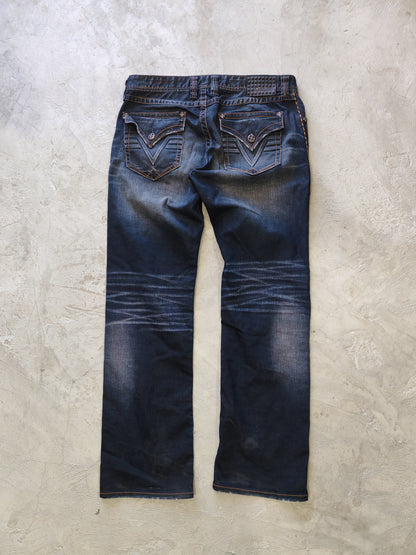 Afflición Black Premium Relaxed Fit Jeans Dark Blue – W36