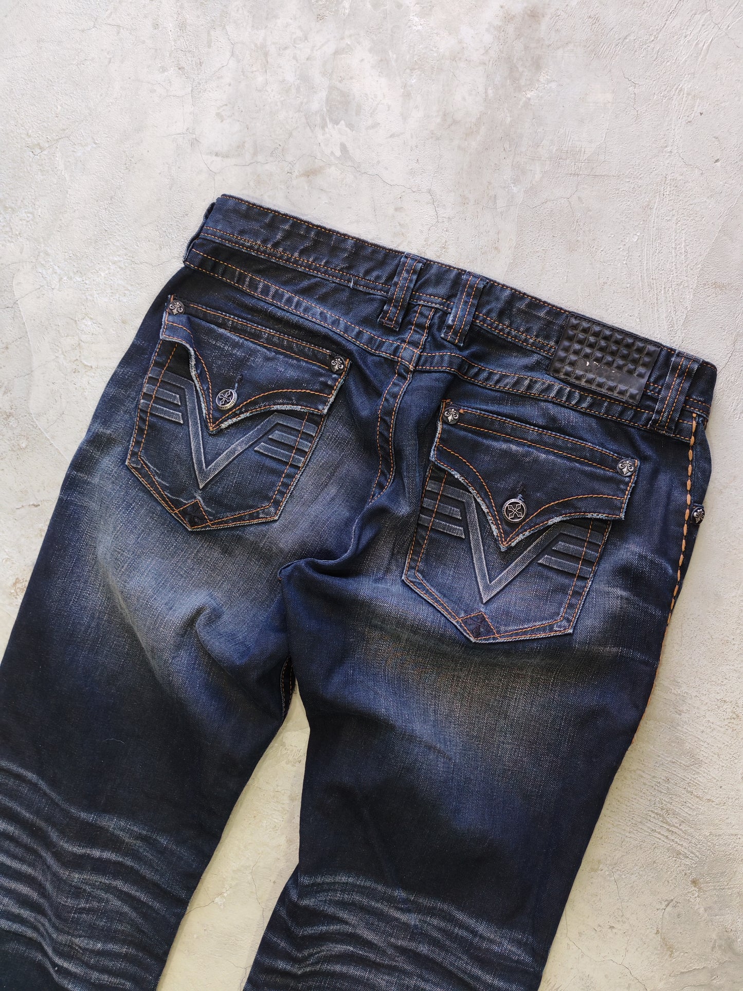 Afflición Black Premium Relaxed Fit Jeans Dark Blue – W36