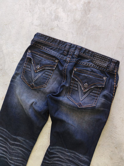 Afflición Black Premium Relaxed Fit Jeans Dark Blue – W36
