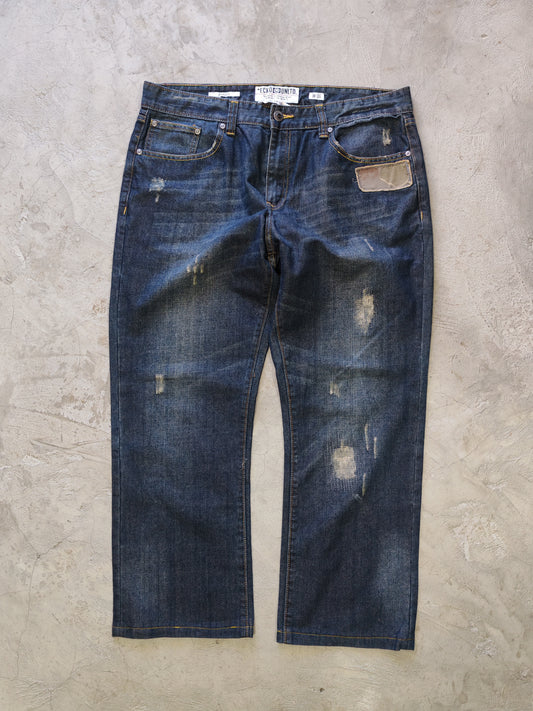 Ecko Unltd AOP Distressed Jeans Dark Blue – W36