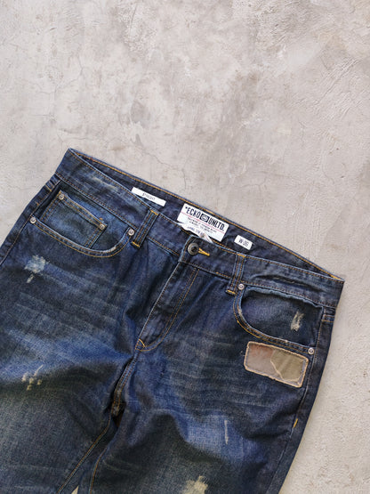 Ecko Unltd AOP Distressed Jeans Dark Blue – W36