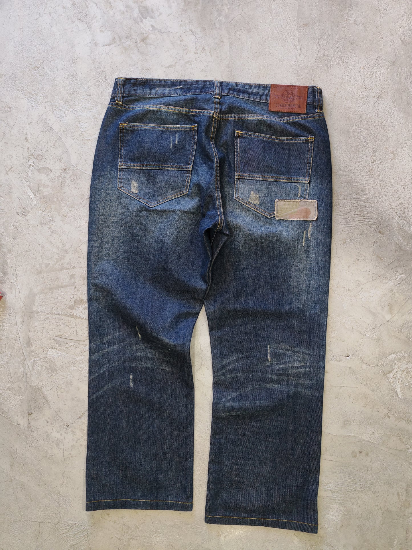 Ecko Unltd AOP Distressed Jeans Dark Blue – W36