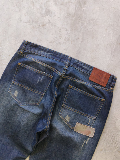 Ecko Unltd AOP Distressed Jeans Dark Blue – W36