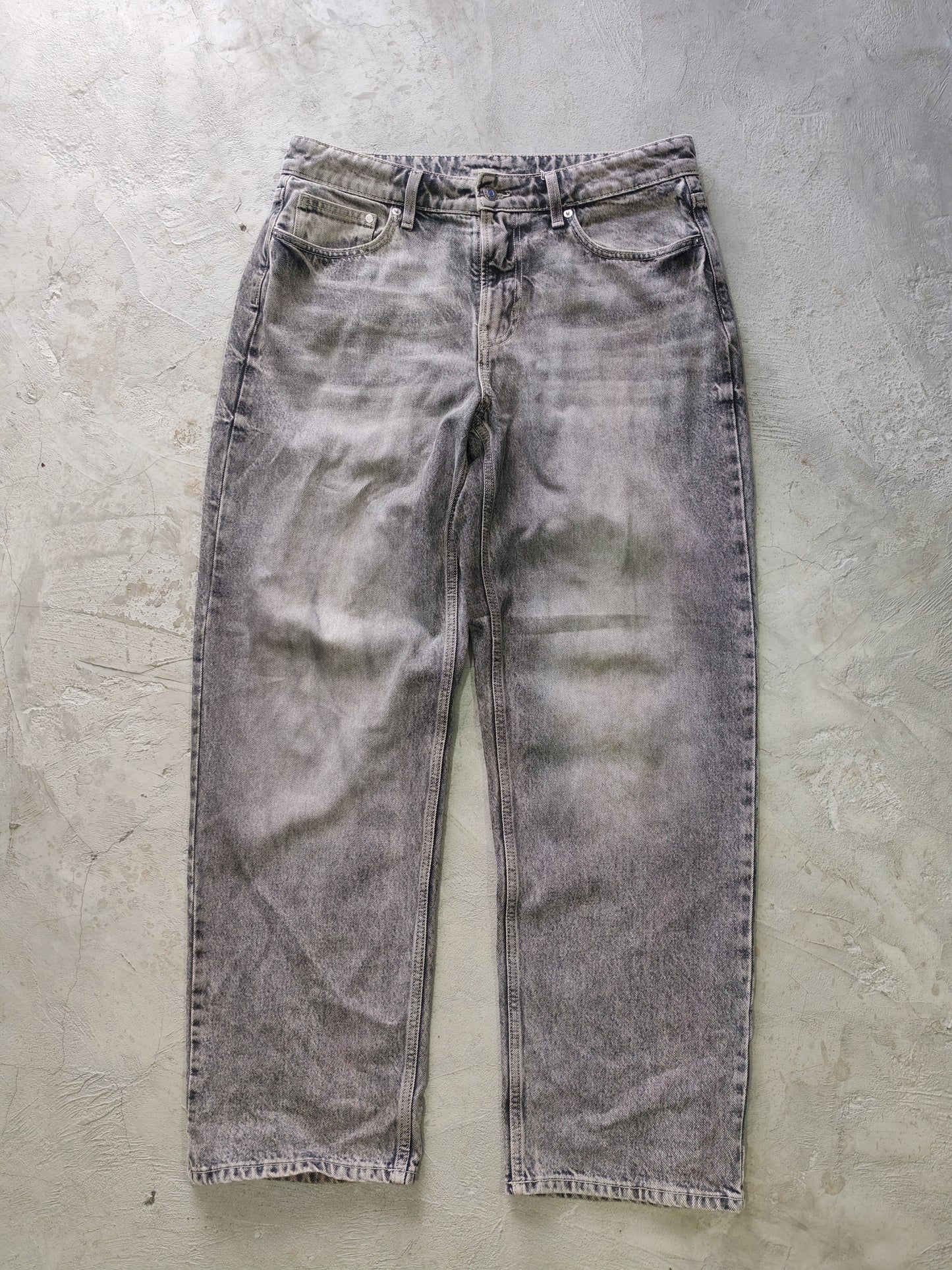 H&M &Denim Curvy Fit Baggy Low Waist Jeans Grey – Talla 34