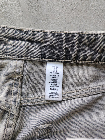 H&M &Denim Curvy Fit Baggy Low Waist Jeans Grey – Talla 34