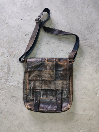 Kenneth Cole Distressed Leather Messenger Bag Brown