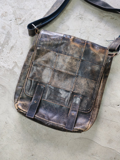 Kenneth Cole Distressed Leather Messenger Bag Brown