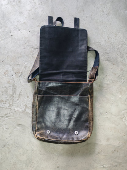 Kenneth Cole Distressed Leather Messenger Bag Brown