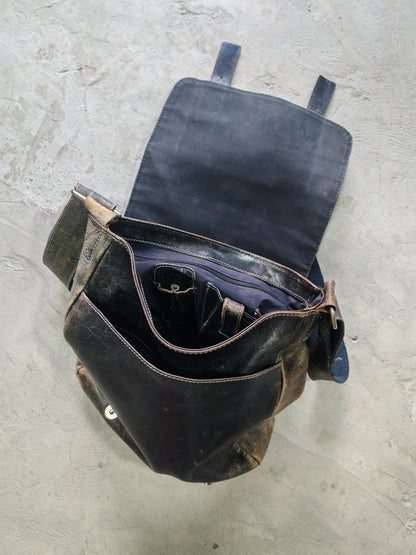 Kenneth Cole Distressed Leather Messenger Bag Brown