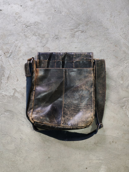 Kenneth Cole Distressed Leather Messenger Bag Brown