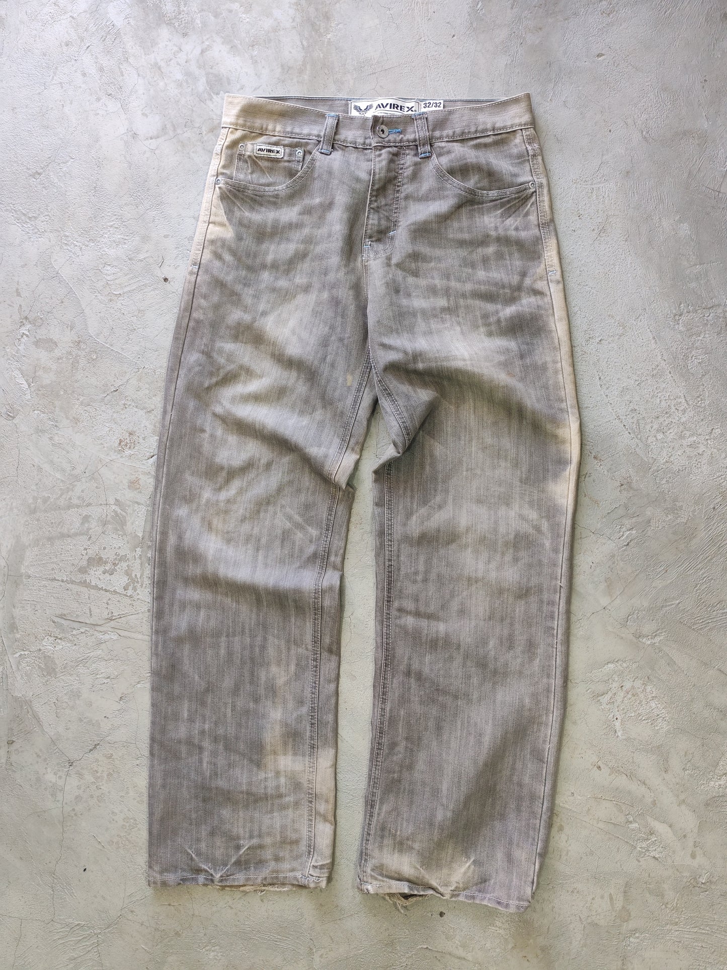 Avirex Straight Leg Jeans Grey Faded – W32/L32