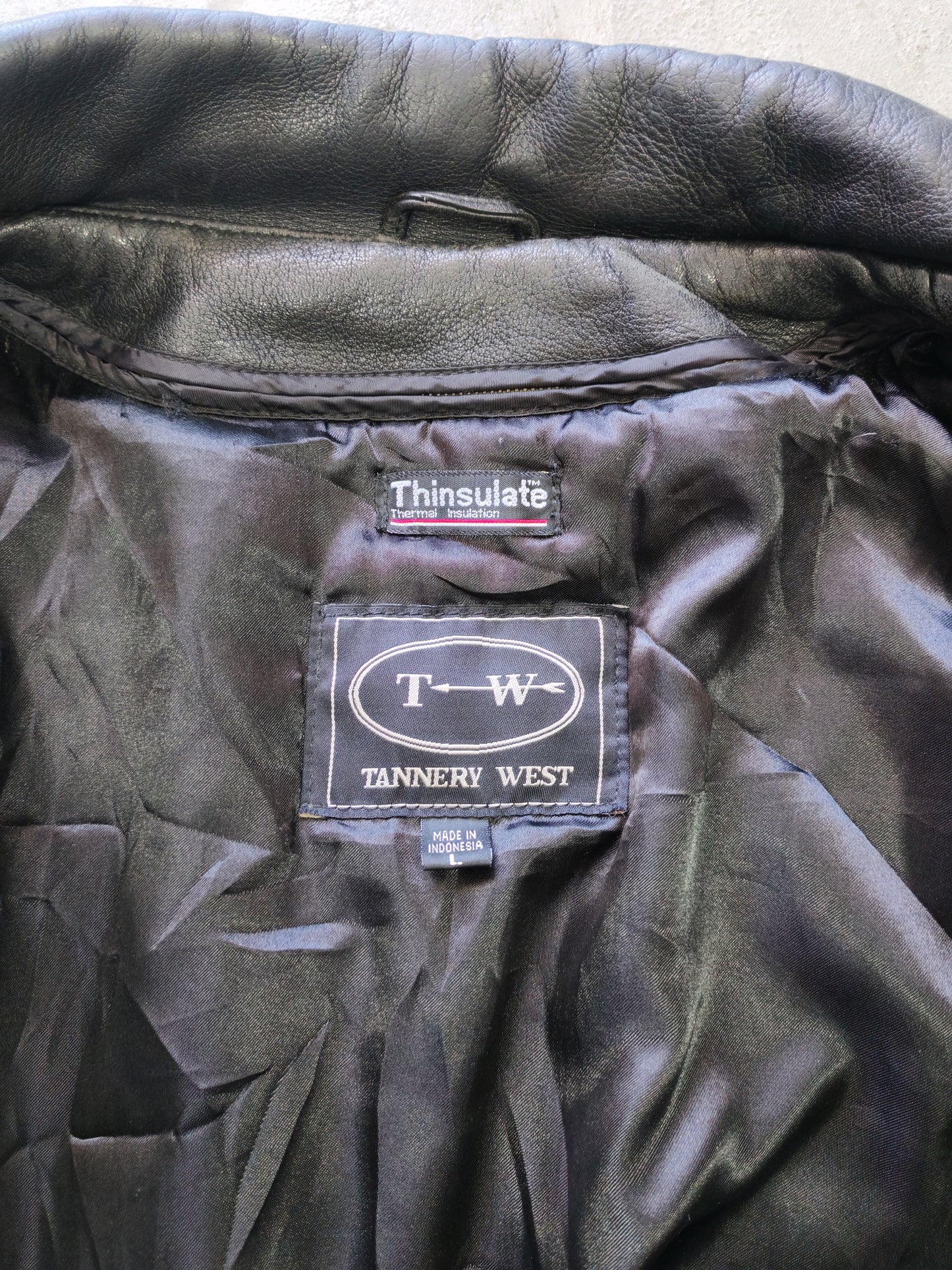 Tannery West Genuine Leather Bomber Jacket Black Boxy – L