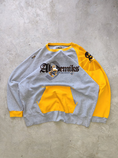 Akademiks Astro-Niners Crewneck Sweatshirt Grey/Yellow – XL/XXL