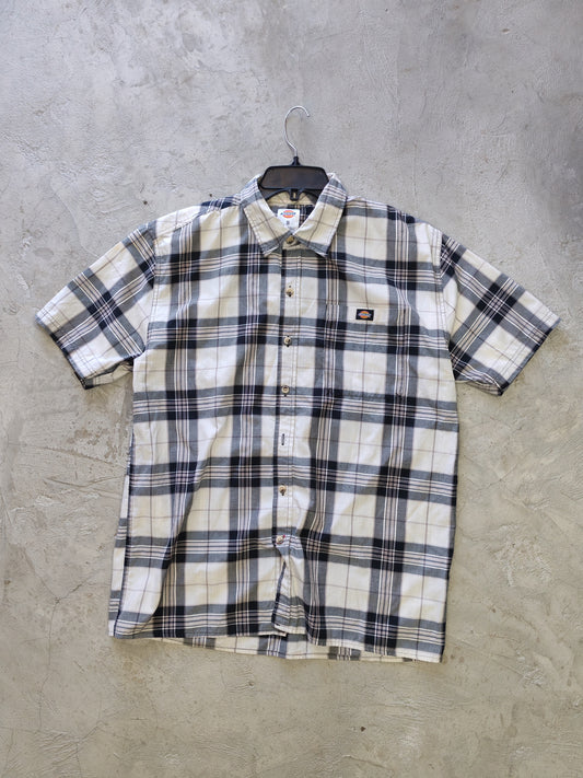 Dickies Short Sleeve Plaid Shirt White/Black – S/M