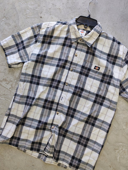 Dickies Short Sleeve Plaid Shirt White/Black – S/M