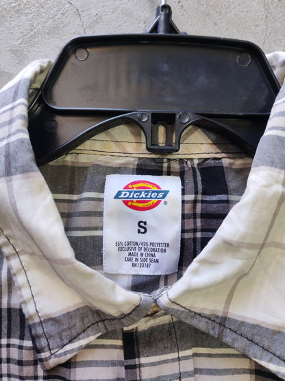 Dickies Short Sleeve Plaid Shirt White/Black – S/M