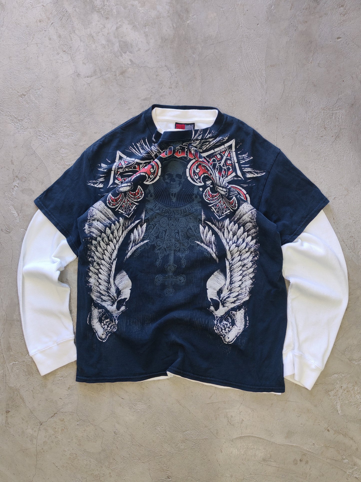 Southpole Salvation Double-Layer Long Sleeve Tee Navy/White – L