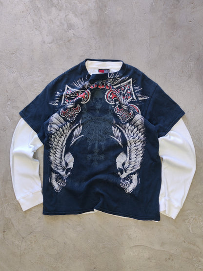 Southpole Salvation Double-Layer Long Sleeve Tee Navy/White – L
