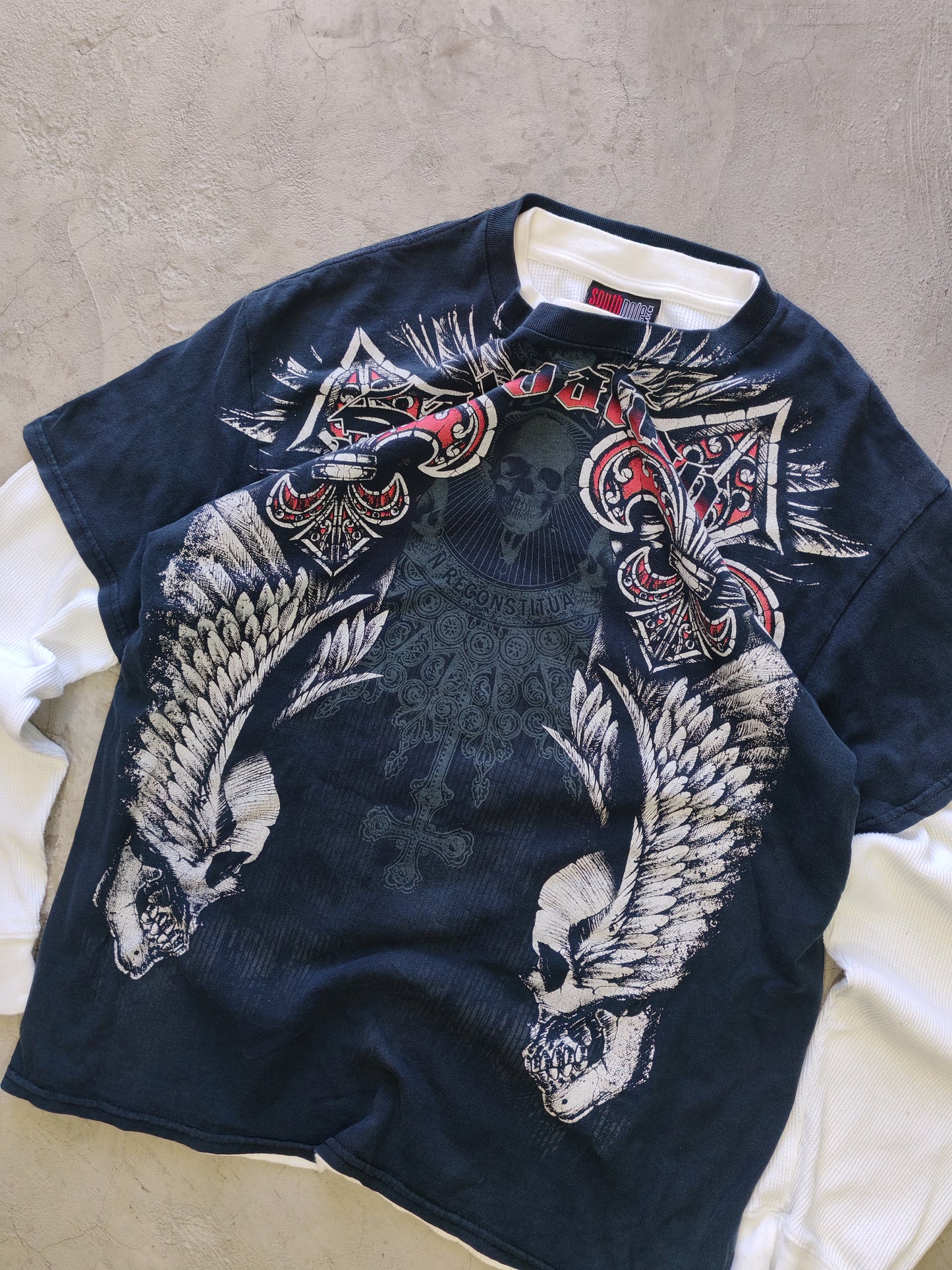Southpole Salvation Double-Layer Long Sleeve Tee Navy/White – L