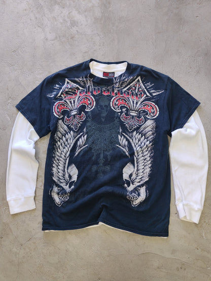 Southpole Salvation Double-Layer Long Sleeve Tee Navy/White – L