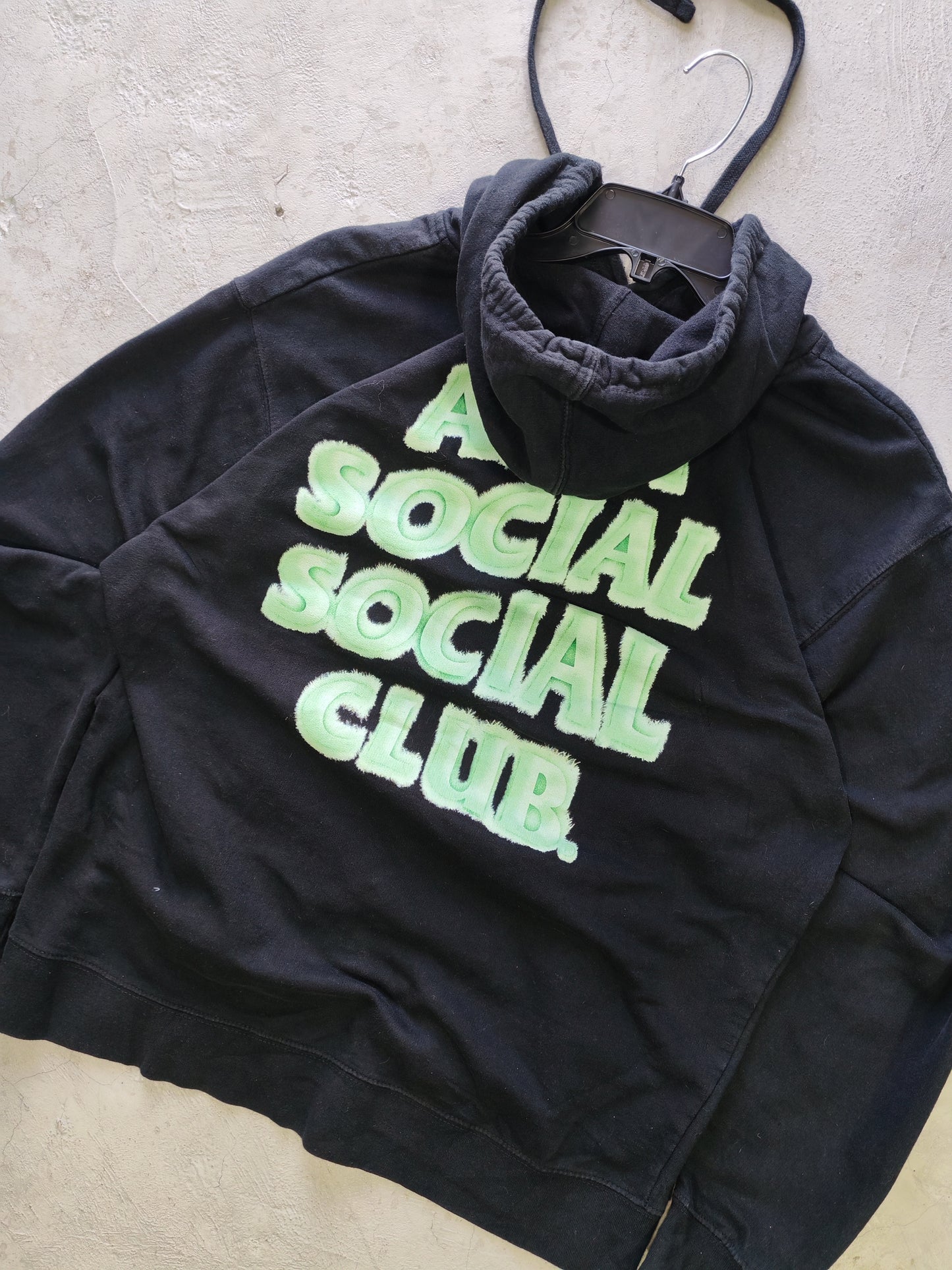 Anti Social Social Club Bubble Logo Hoodie Black/Lime – L