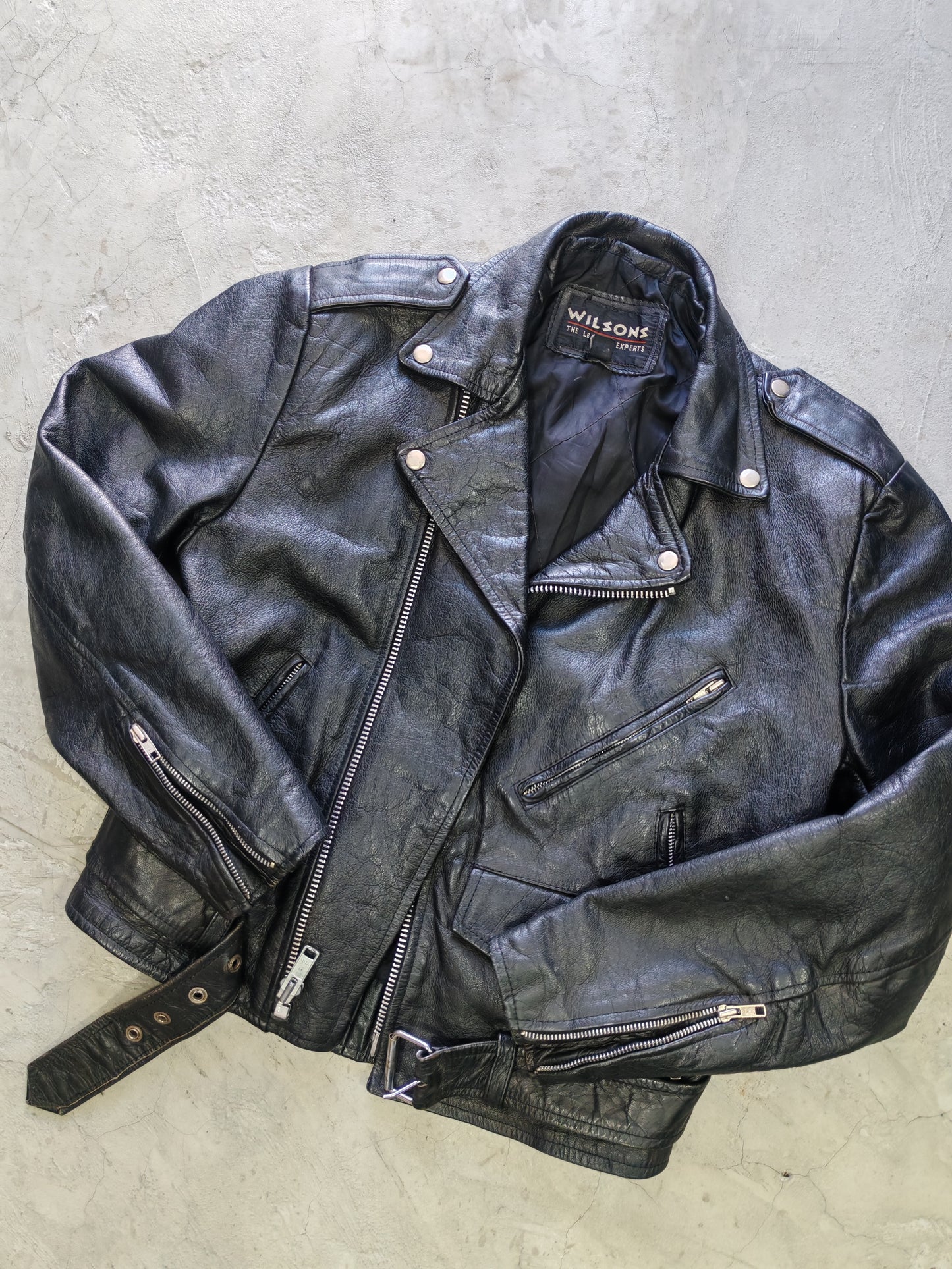 Wilsons Leather Moto Biker Jacket Black – S/M