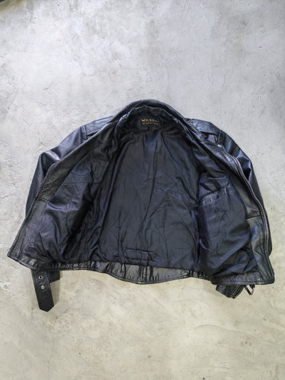 Wilsons Leather Moto Biker Jacket Black – S/M