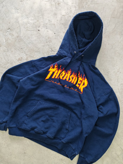 Thrasher Magazine Flame Logo Pullover Hoodie Navy – M
