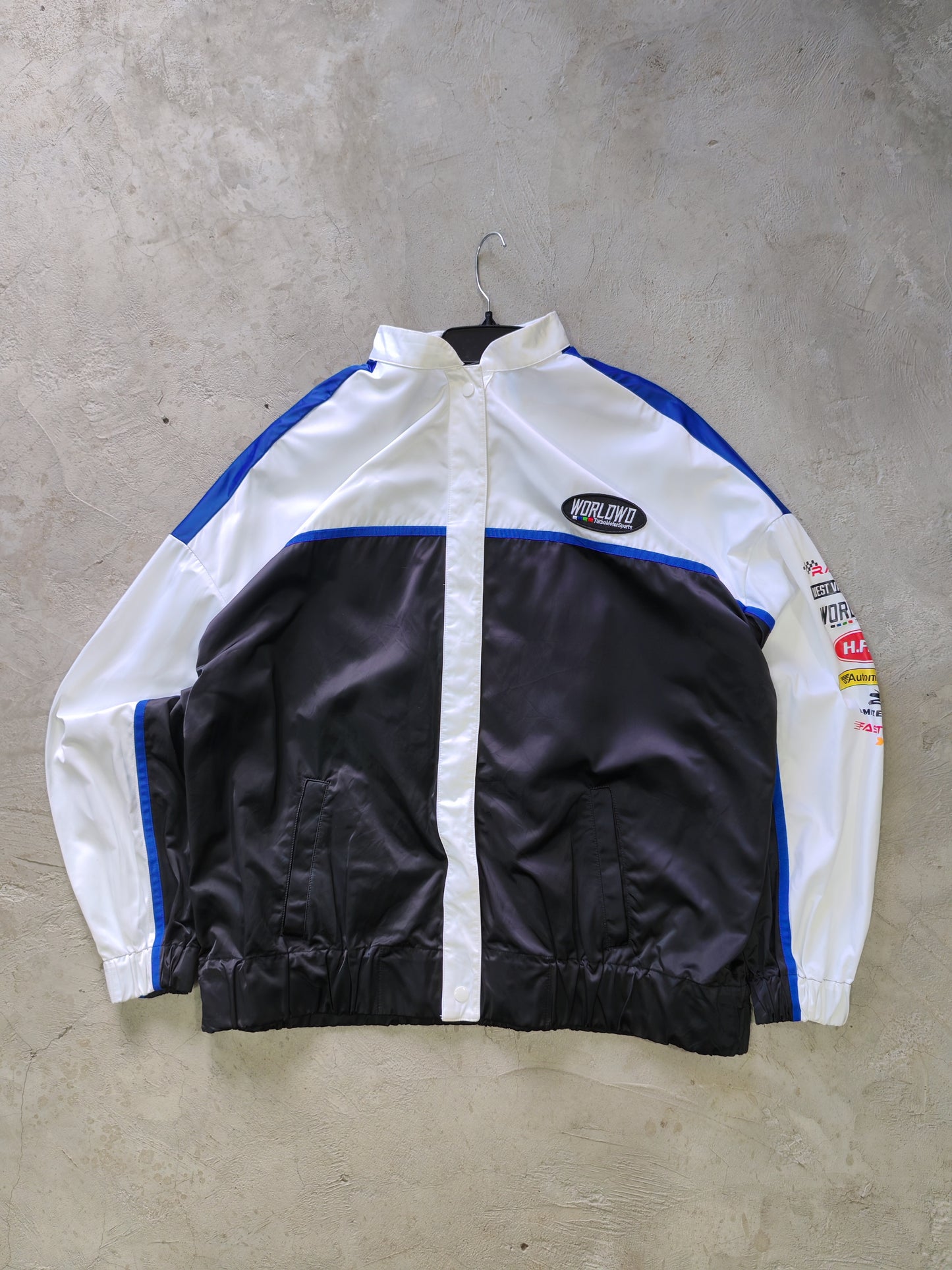 H&M Divided Xtrack Extreme Race Racing Jacket White/Black/Blue – L Oversize