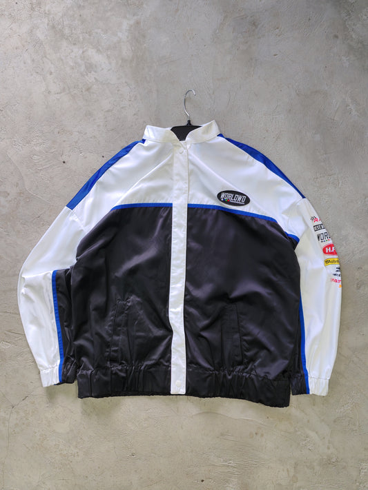 H&M Divided Xtrack Extreme Race Racing Jacket White/Black/Blue – L Oversize
