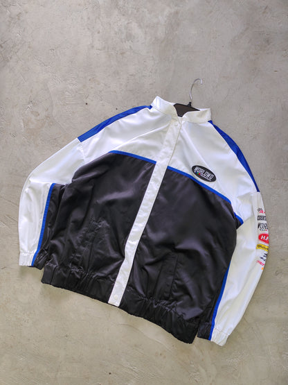H&M Divided Xtrack Extreme Race Racing Jacket White/Black/Blue – L Oversize