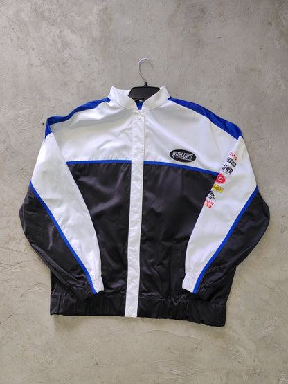 H&M Divided Xtrack Extreme Race Racing Jacket White/Black/Blue – L Oversize