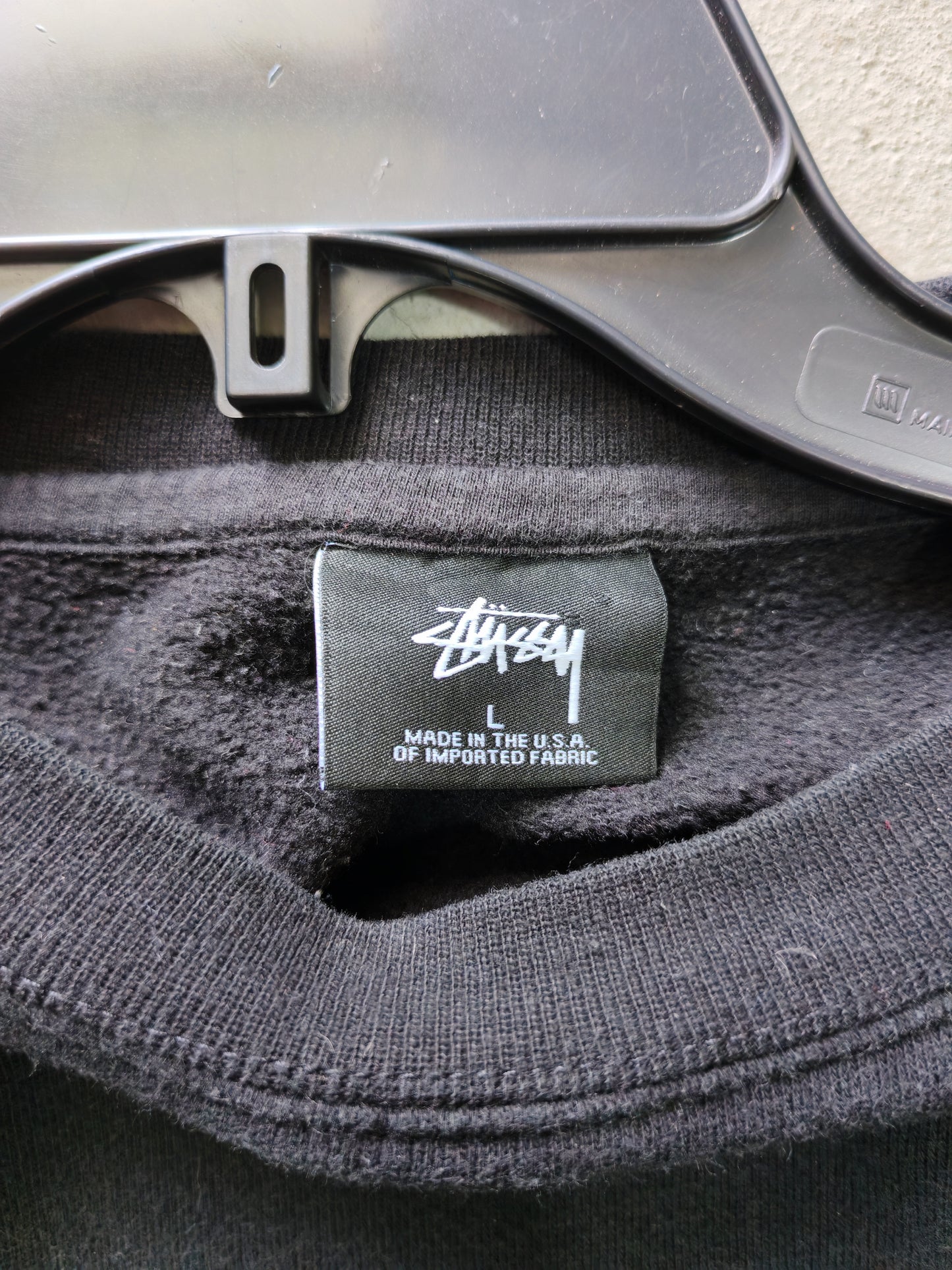 Stüssy Stock Logo Crewneck Sweatshirt Black Faded – M/L