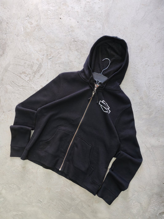 Harley-Davidson Rhinestone Gothic Zip-Up Hoodie Black – M