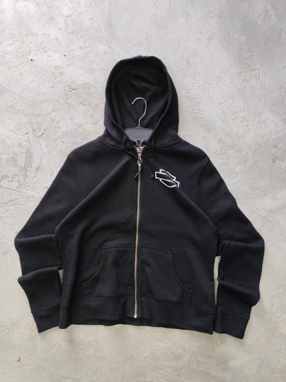 Harley-Davidson Rhinestone Gothic Zip-Up Hoodie Black – M