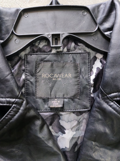 Rocawear Moto Biker Leather Jacket Black Gold – M Mujer / S Hombre