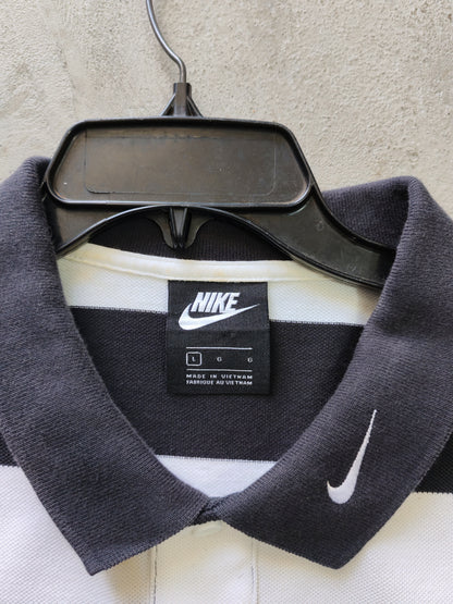 Nike Sportswear Striped Rugby Polo Black/White – L