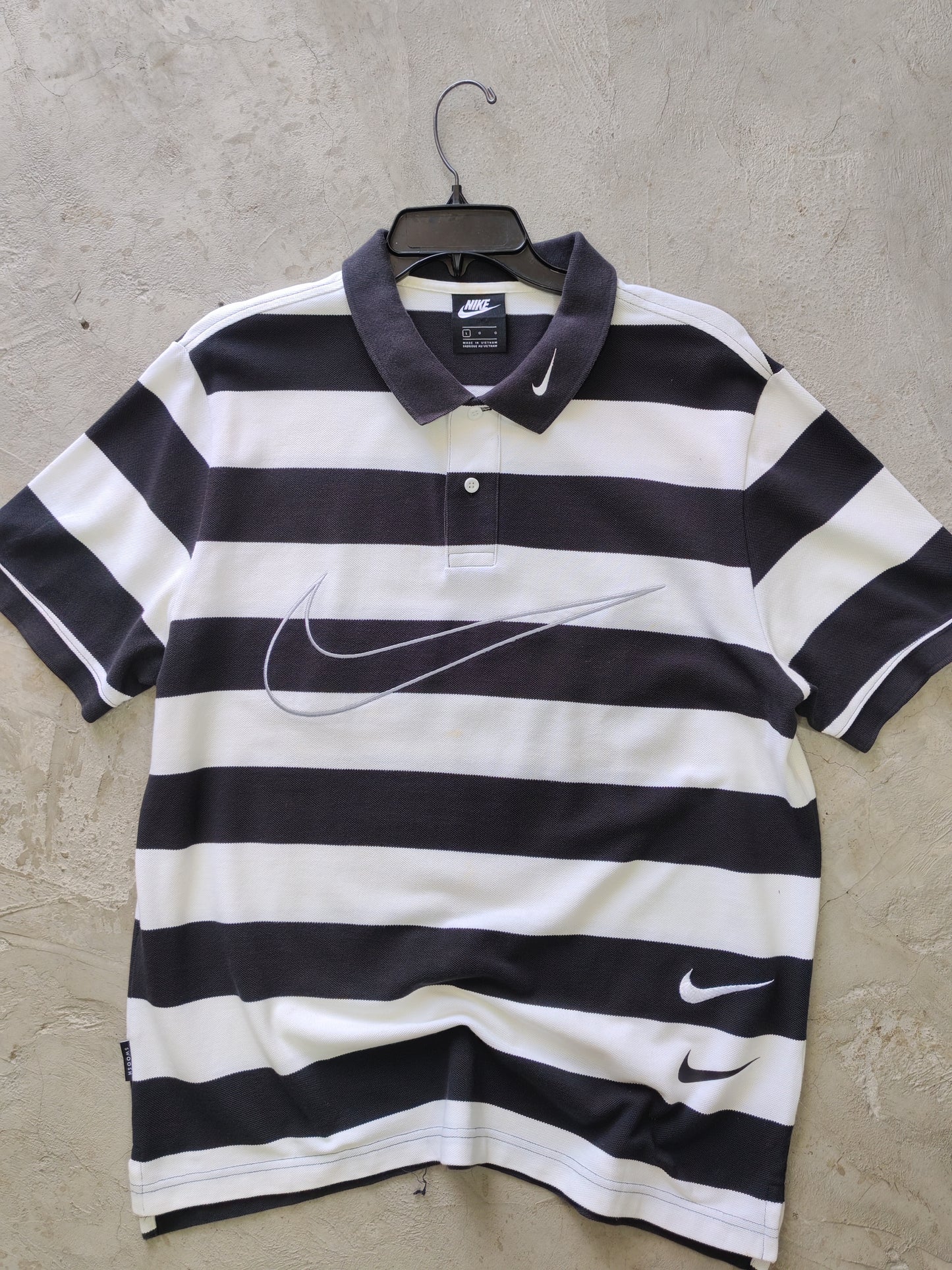 Nike Sportswear Striped Rugby Polo Black/White – L