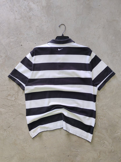 Nike Sportswear Striped Rugby Polo Black/White – L