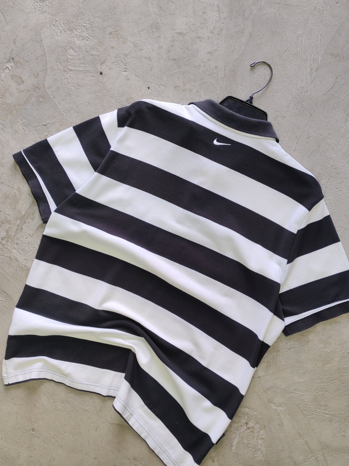 Nike Sportswear Striped Rugby Polo Black/White – L