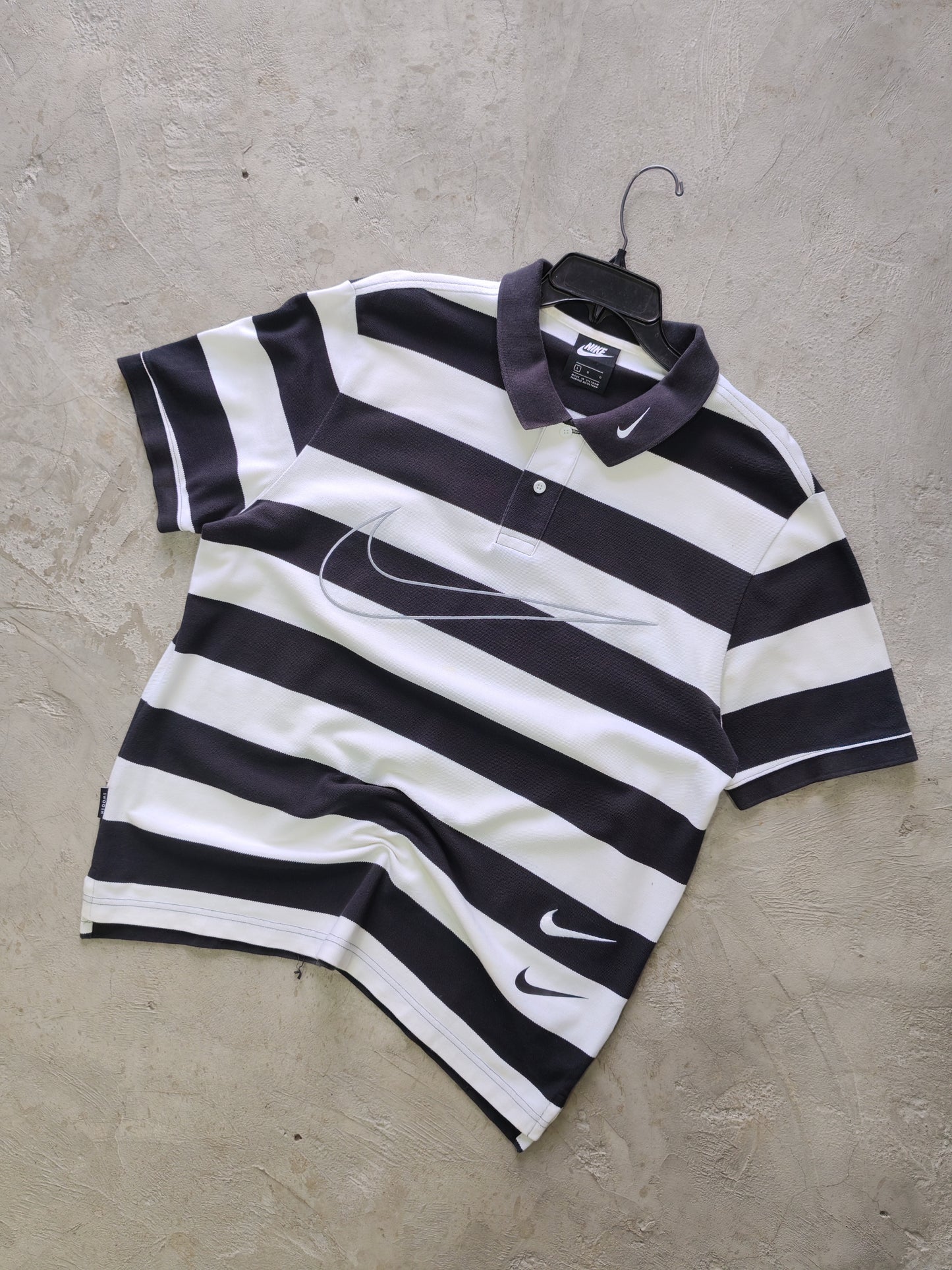 Nike Sportswear Striped Rugby Polo Black/White – L