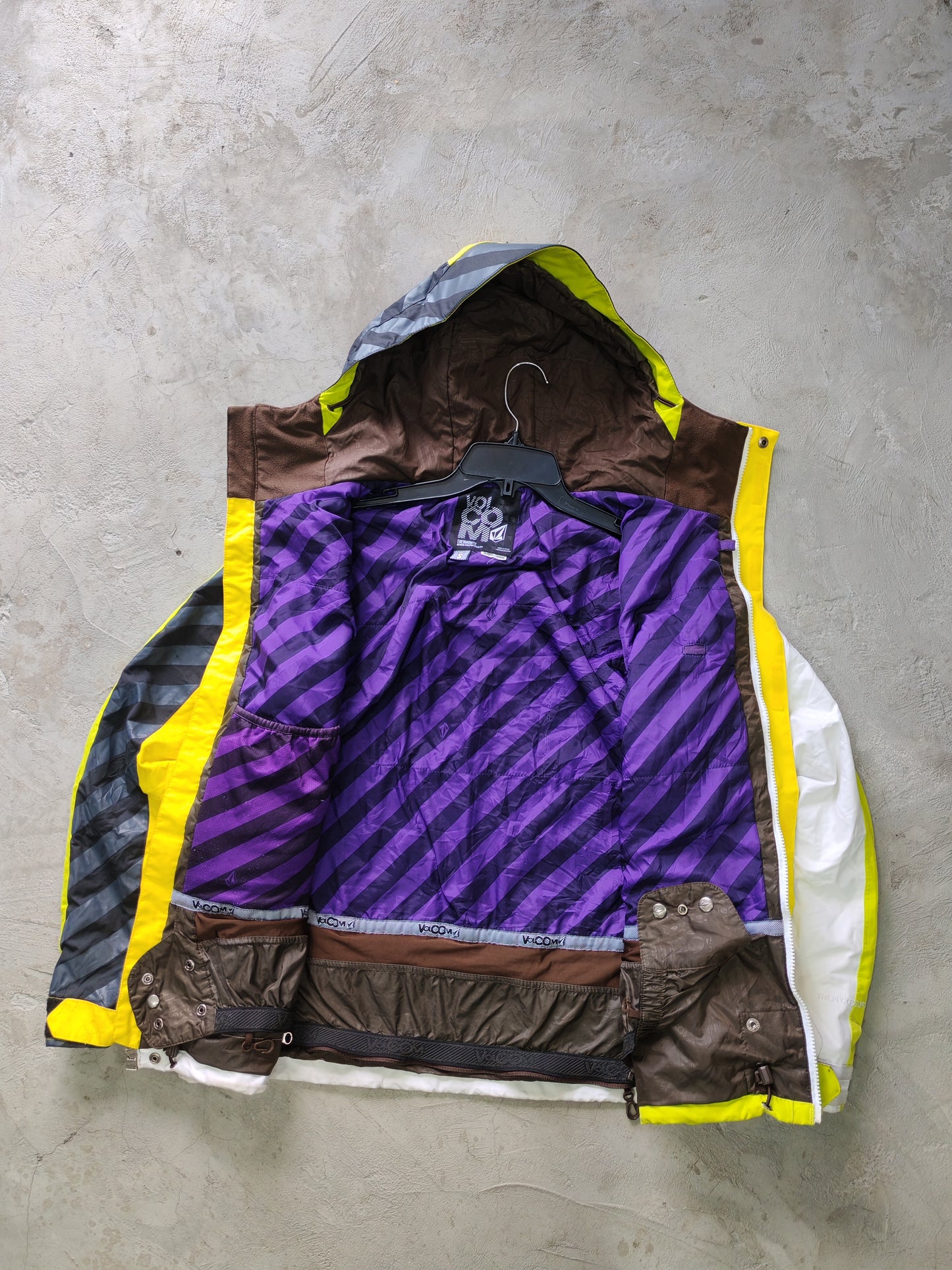 Volcom Thermonite Snow Jacket Neon Yellow/White/Grey – S/M Oversize