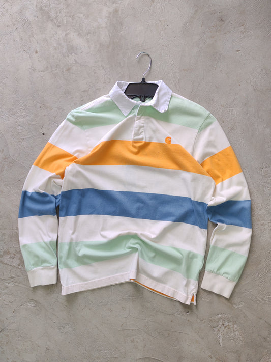 Carhartt WIP Striped Rugby Polo White/Pastel – S/M