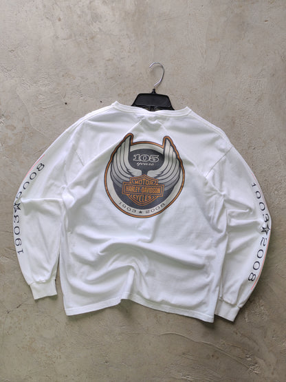 Harley-Davidson 105th Anniversary Long Sleeve Tee White – L