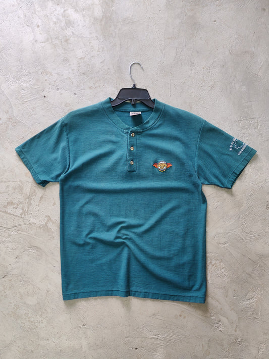 Oneita Harley-Davidson Columbus Henley Tee Teal – M/L