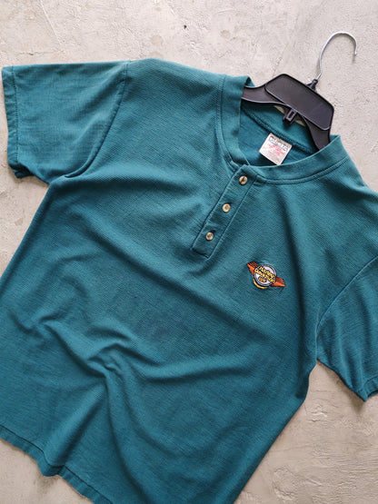 Oneita Harley-Davidson Columbus Henley Tee Teal – M/L