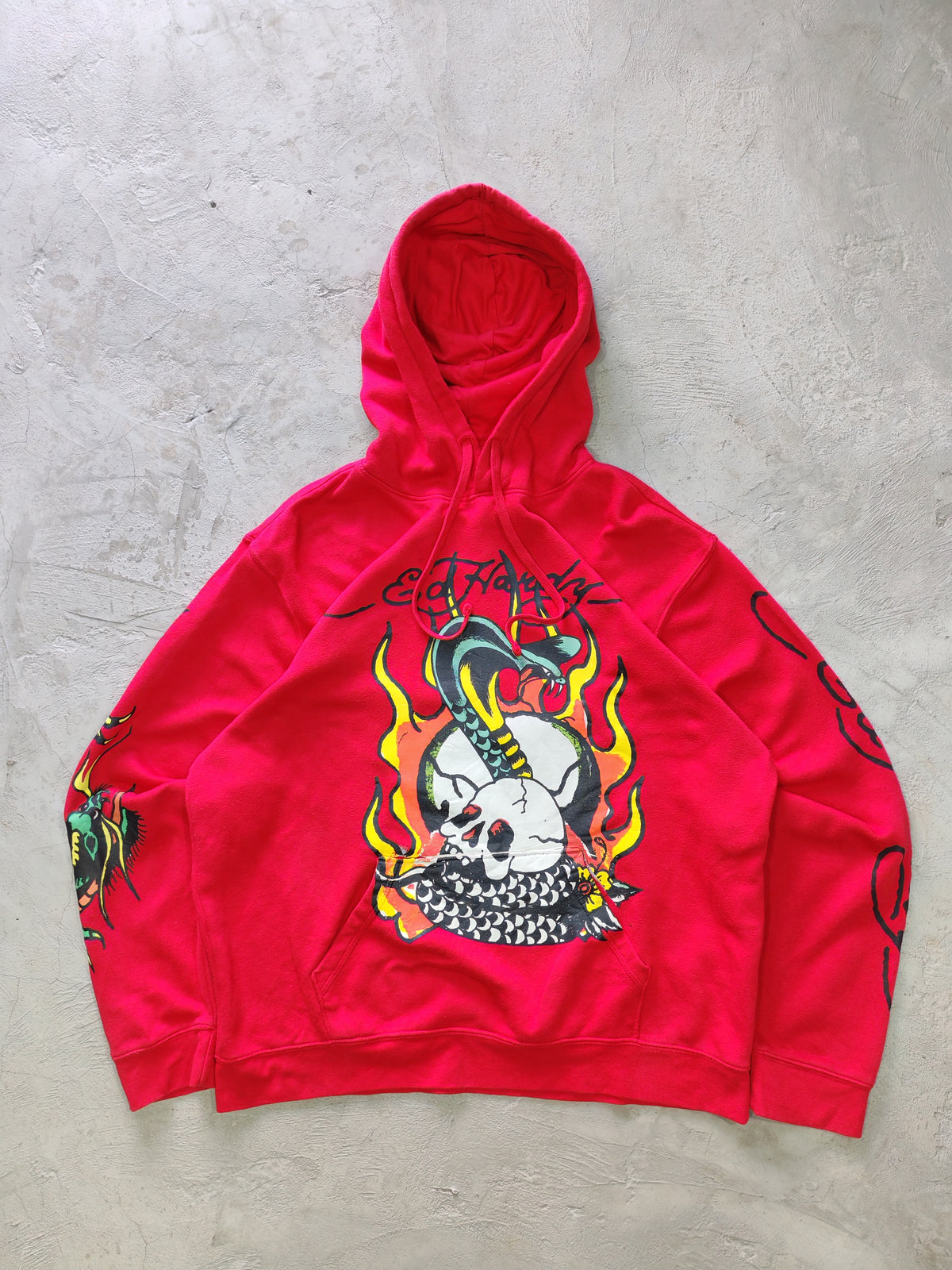 Hoodie Ed Hardy Rojo — Talla XL