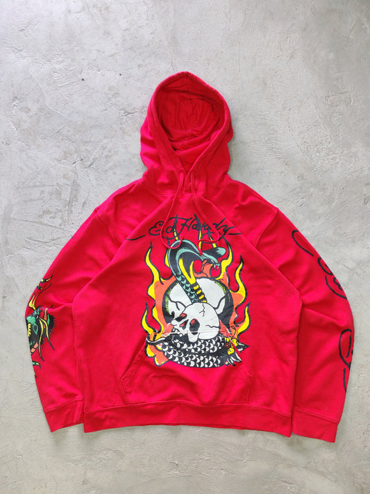 Hoodie Ed Hardy Rojo — Talla XL